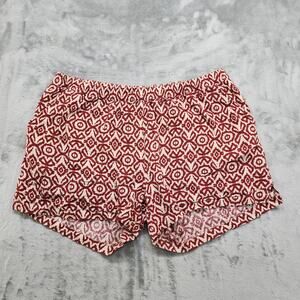 Waterproof Vintage Shorts Womens‎ XXL Red Merlot Geometric Printed Linen Pull On